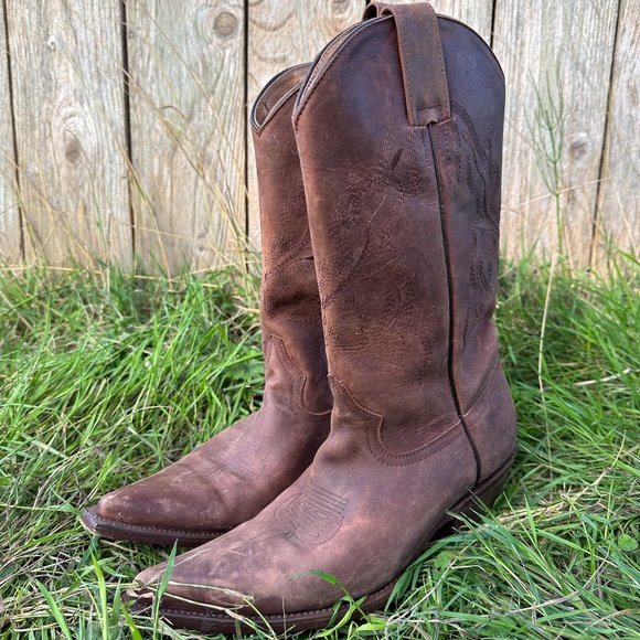 Cowboy Core Vintage Brown Cowboy Boots 9 10 - Picture 9 of 9